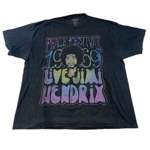 Jimi Hendrix Peace Festival Graphic Tee Thrifted Vintage Style Size 3XL